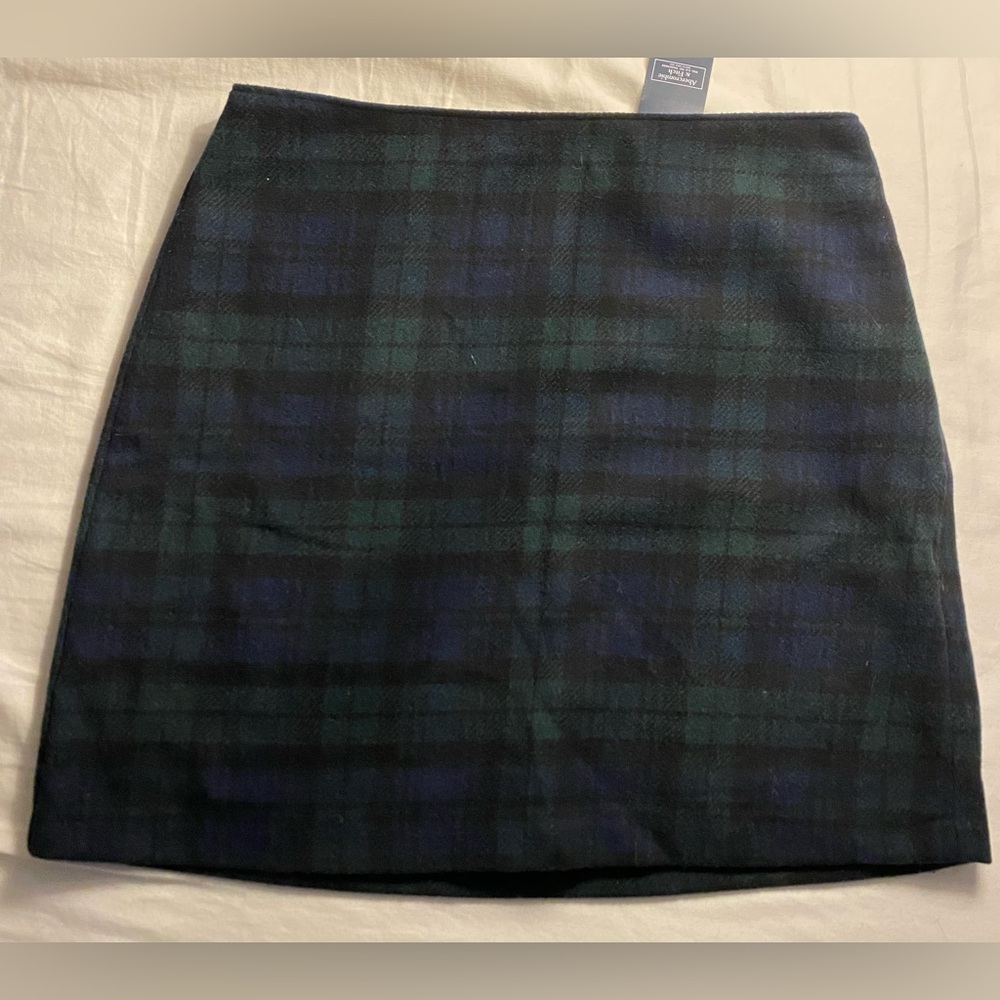 NWT Abercrombie & Fitch Green and Blue Plaid Skirt Size Small